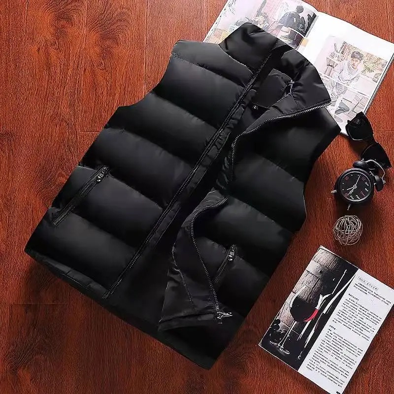 Mens Vest Vest Warm Sleeveless Jackets Winter Waterproof Zipper Coat Autumn Stand Collar Casual Waistcoat Brand Clothing